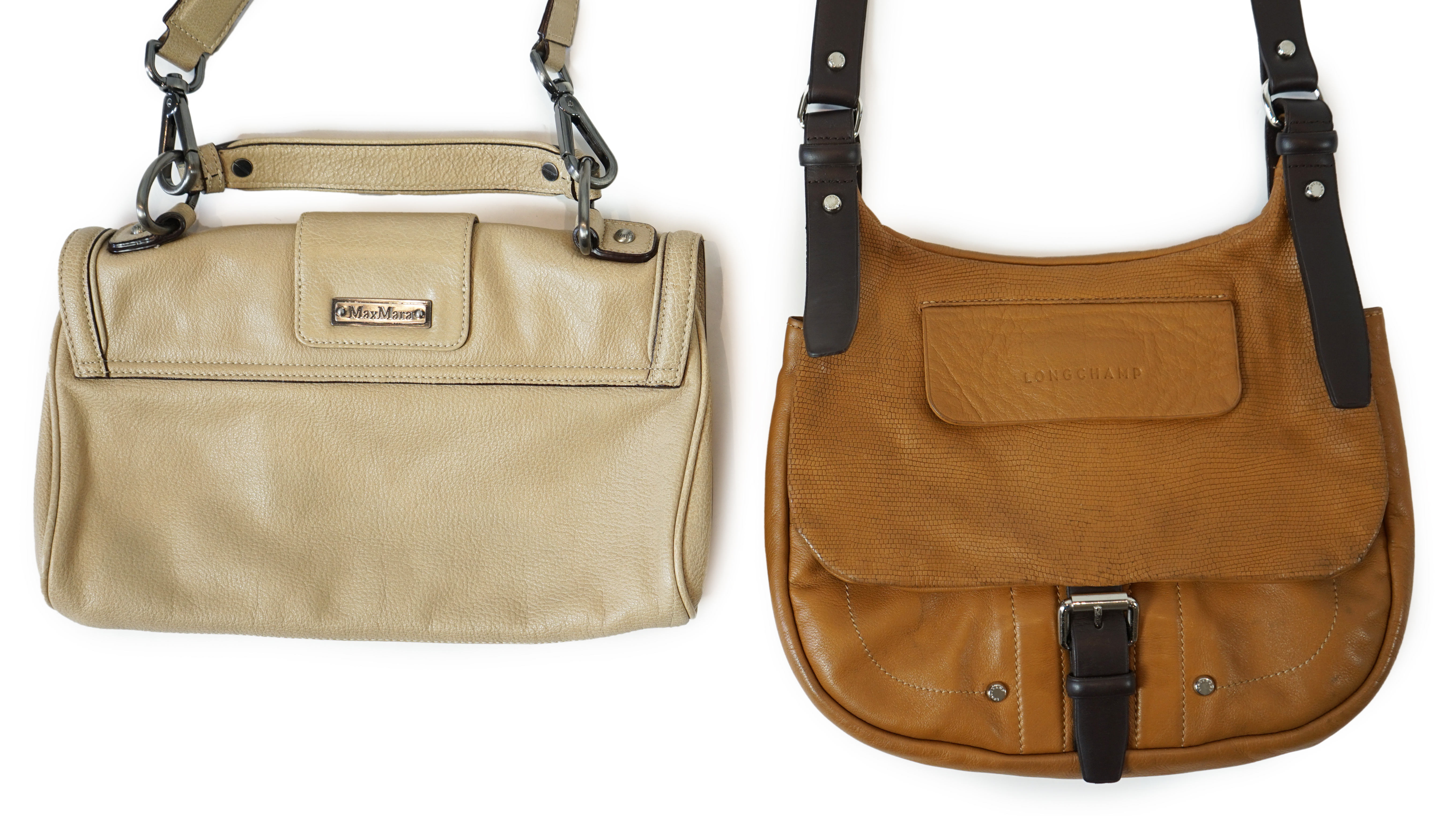 A Max Mara handbag and a Longchamp satchel style bag.